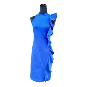 Bar III Womens Ruffled Sleeveless Cocktail Dress, cobalt glaze sz S nwt